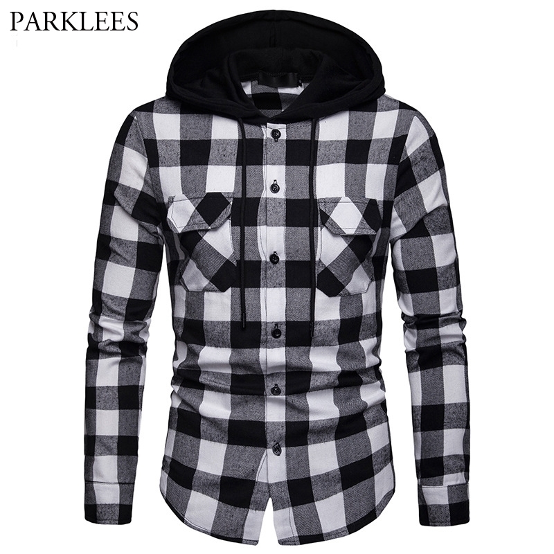 Black White Plaid Hooded Shirt Men Slim Fit Long Sleeve Men Hoodie Shirt Hipster Streetwear Shirts With Double Pockets 210522, Blue
Black White Plaid Hooded Shirt Men Slim Fit Long Sleeve Men Hoodie Shirt Hipster Streetwear Shirts With Double Pockets 210522, Blue
