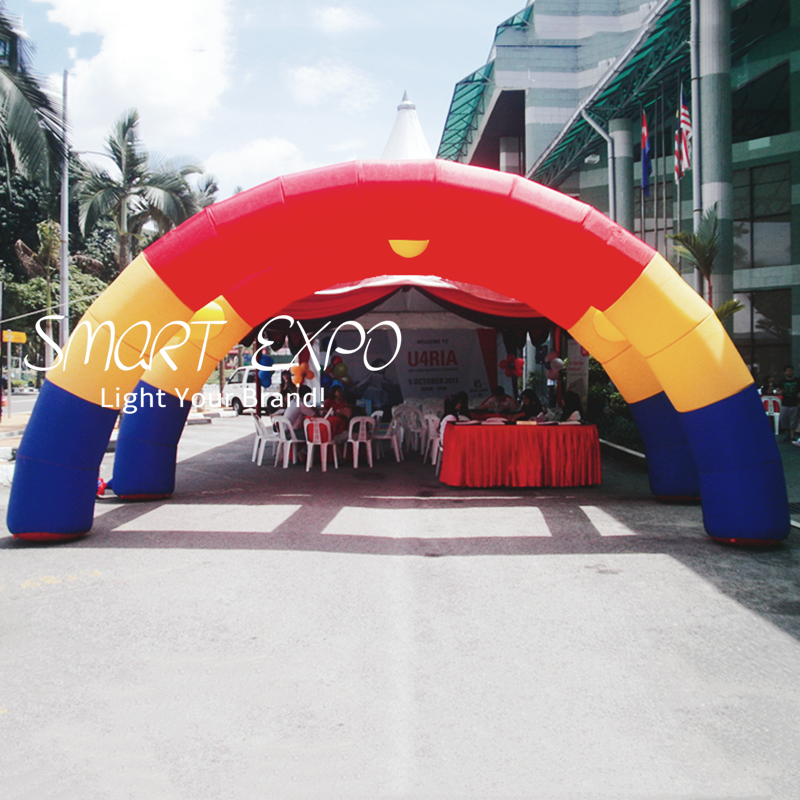 Inflatable Dual Round Arch Entrance 0.75xW6xH3m Event Archway Canopy with Full Color Printing and Blower
