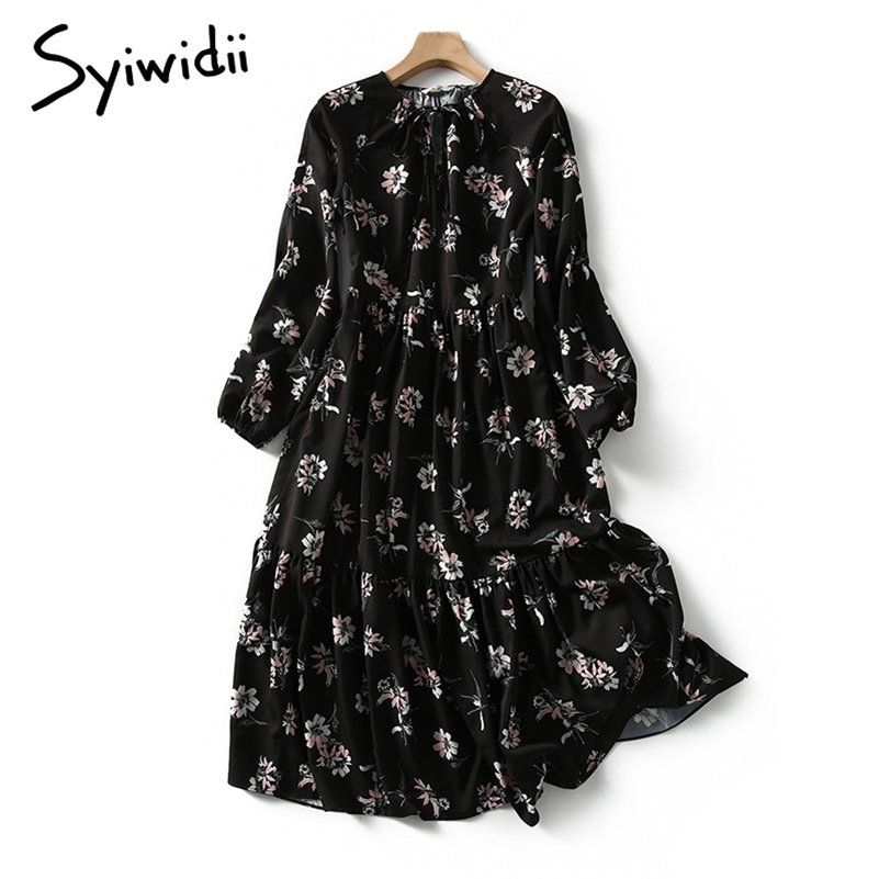 Syiwidii Dress for Women Vintage Floral Print Midi Casual Long Sleeve Spring Summer Empire Plus Size Black Elegant Dresses 210630
Syiwidii Dress for Women Vintage Floral Print Midi Casual Long Sleeve Spring Summer Empire Plus Size Black Elegant Dresses 210630