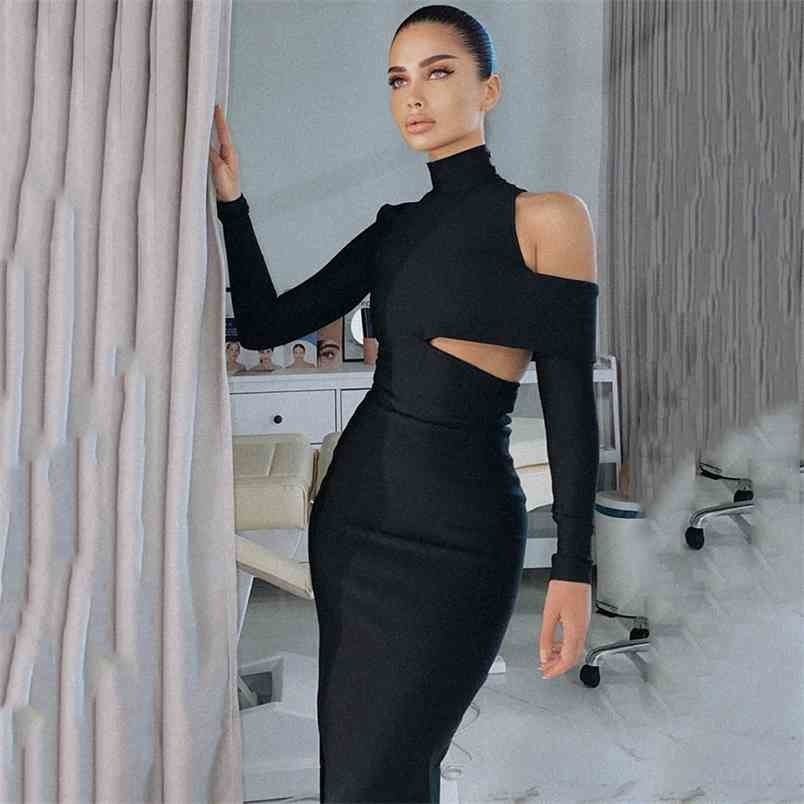 Summer Elegant Long Sleeve Strapless Hollow Black Midi Bodycon Ladies Bandage Dress Sexy Party Vestidos 210525
Summer Elegant Long Sleeve Strapless Hollow Black Midi Bodycon Ladies Bandage Dress Sexy Party Vestidos 210525