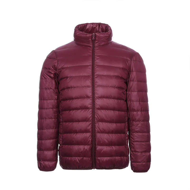 Autumn winter ultra thin lightweight down jacket men stand collar white duck down coat plus size S - 4XL 210818