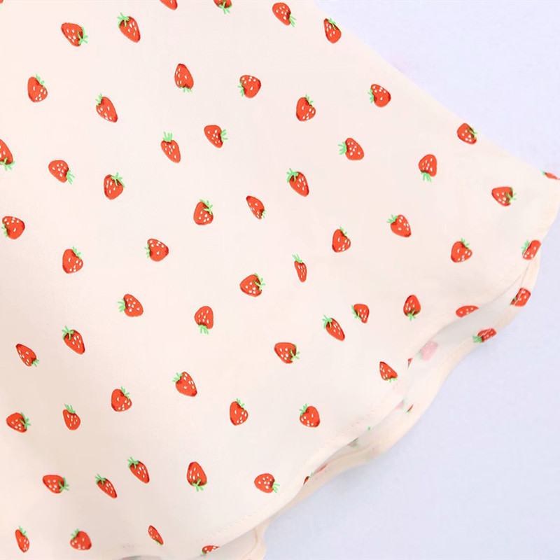 PUWD Sweet Women V Neck Draw Back Dress Summer Fashion Ladies College Style Cute Female Printed Mini Sling 210522