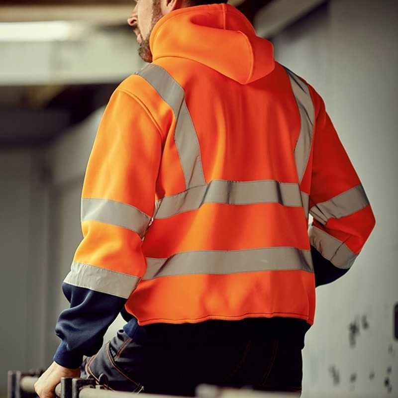 Hoodies Male Reflective Sportswear Men's Jacket Road Work High Visibility Pullover Long Sleeve Tops Coat Clothes Streetwear 210811