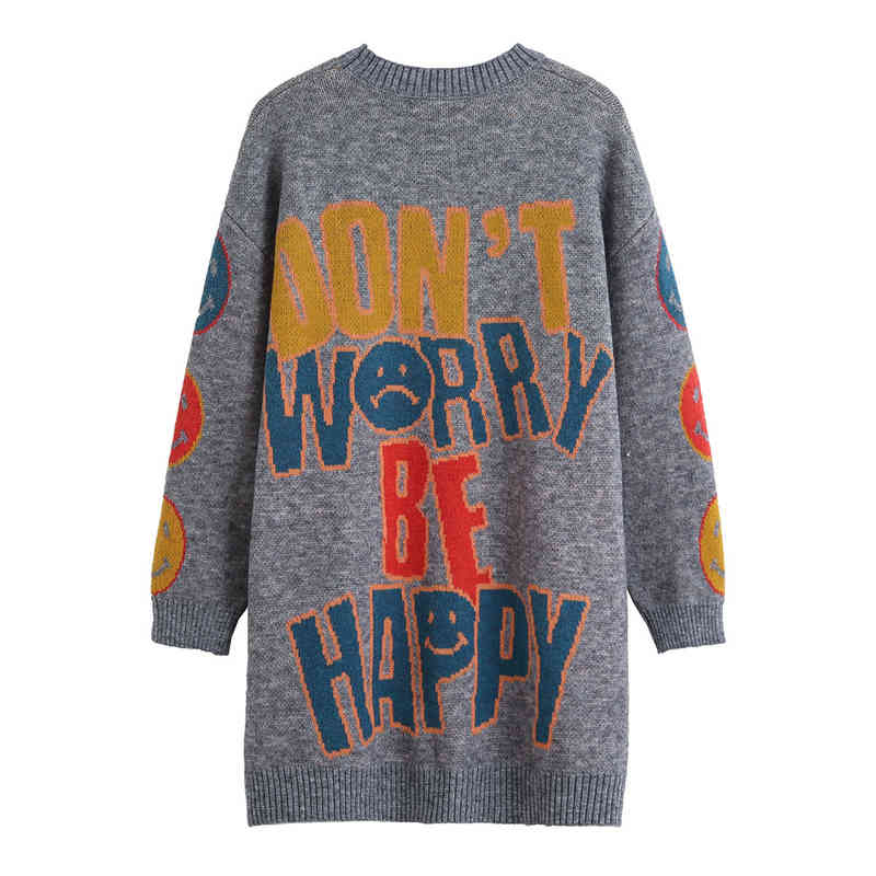 Wixra Pullovers Sweaters Womens O Neck Casual Letter Print Jumpers Holiday Streetwear Knitted Clothing Autumn Winter 210419