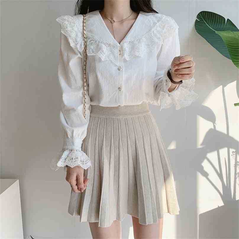 Spring All Match Pearls Stylish Lace Sweet Female High Street Ruffles Clothe Office Lady Women Shirts 210525, Brown
Spring All Match Pearls Stylish Lace Sweet Female High Street Ruffles Clothe Office Lady Women Shirts 210525, Brown