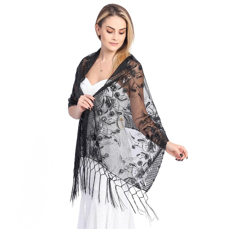 Scarves Elegant Women Embroidery Evening Dress Shawl Sequins Bridal Shrugs Wraps Temperament Lady Wedding Party Shawls Tassel Capes, Blue;gray
Scarves Elegant Women Embroidery Evening Dress Shawl Sequins Bridal Shrugs Wraps Temperament Lady Wedding Party Shawls Tassel Capes, Blue;gray