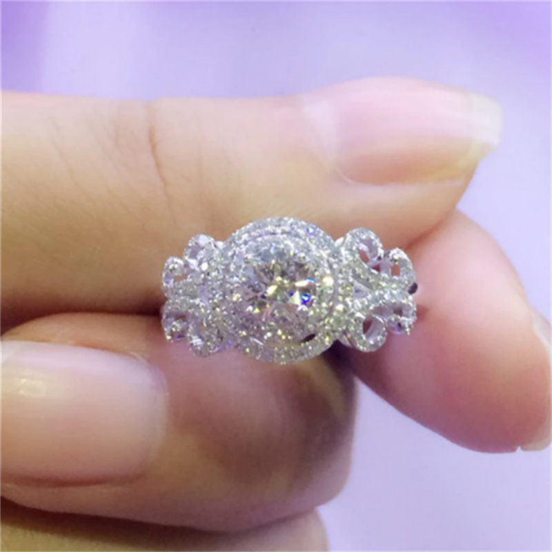 Shinning Female Lab Diamond Ring 925 sterling silver Engagement Wedding band Rings for Women Bridal Charm Party Jewelry