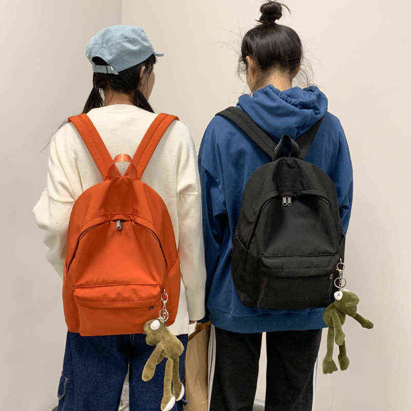 CGCBAG 2021 Fashion Nylon Waterproof Backpack Women Korean Style Simple School Bag For Teenager High Quality Backpack Female Y1105