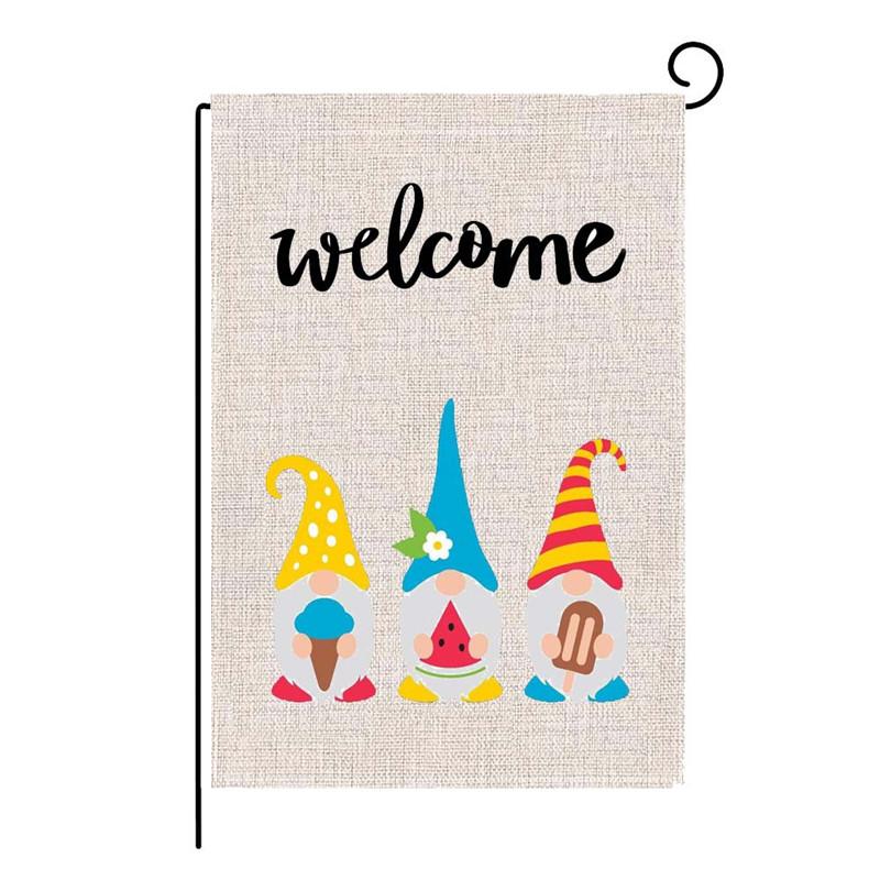 Summer Garden Flag Fruit Gnomes Double Size Printed Flax Outdoor Decorative Hanging Welcome Banner 32*47CM