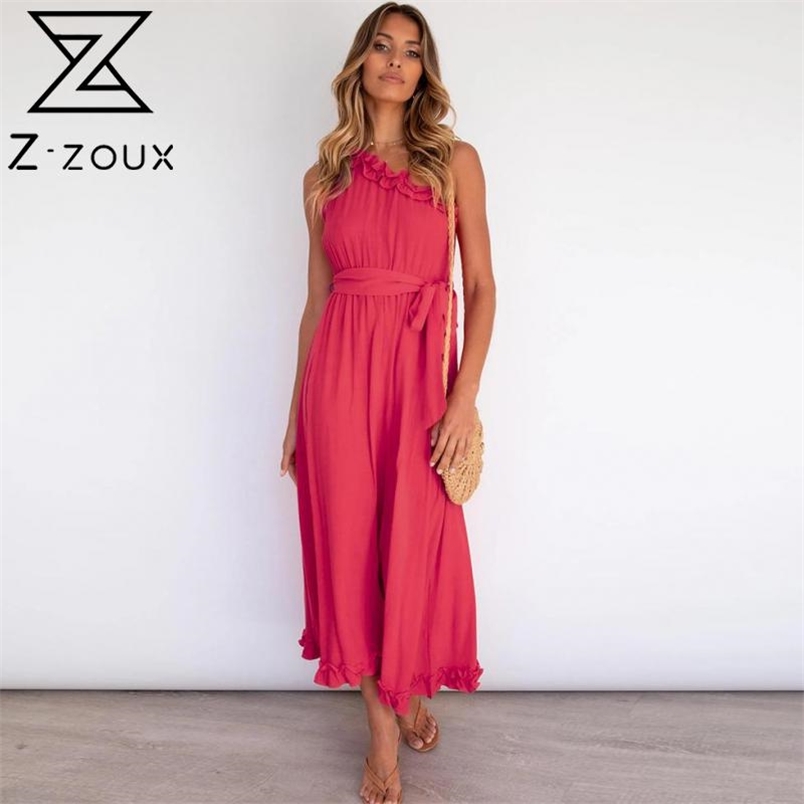 Women Dress Ruffles Bandage Plus Size Bohemian Sleeveless Off Shoulder Sexy Beach Woman Fashion 210513