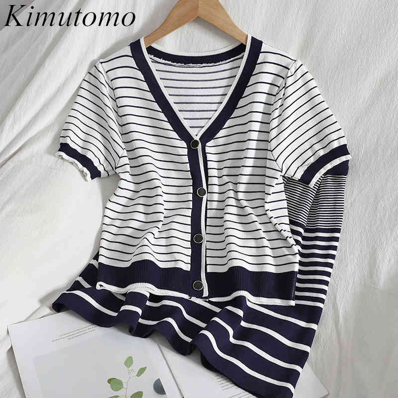 Kimutomo Spring Knit Suit Korean Fashion V-neck Short Sleeve Cardigan + Contrast Stripe Elastic Waist Skirt Two-piece Set 210521, Blue
Kimutomo Spring Knit Suit Korean Fashion V-neck Short Sleeve Cardigan + Contrast Stripe Elastic Waist Skirt Two-piece Set 210521, Blue