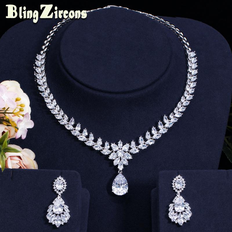 Earrings & Necklace BeaQueen High Quality Cubic Zirconia Stone Wedding Jewellery Water Drop Bridal Sets For Women JS125, As pic
Earrings & Necklace BeaQueen High Quality Cubic Zirconia Stone Wedding Jewellery Water Drop Bridal Sets For Women JS125, As pic