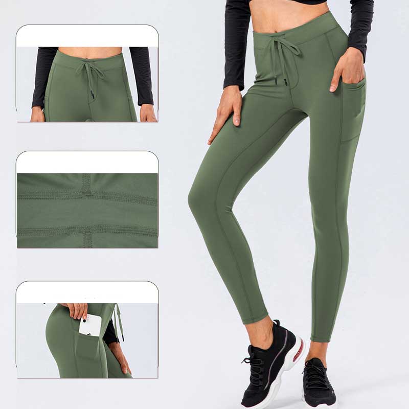 Leggings Nude Yoga Pants Double-sided Brushed Drawstring Hip Lifting Tight Sports Running Fitness Pants girls joggers
