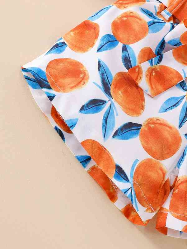 Baby Cami Top With Fruit Print Belted Shorts SHE