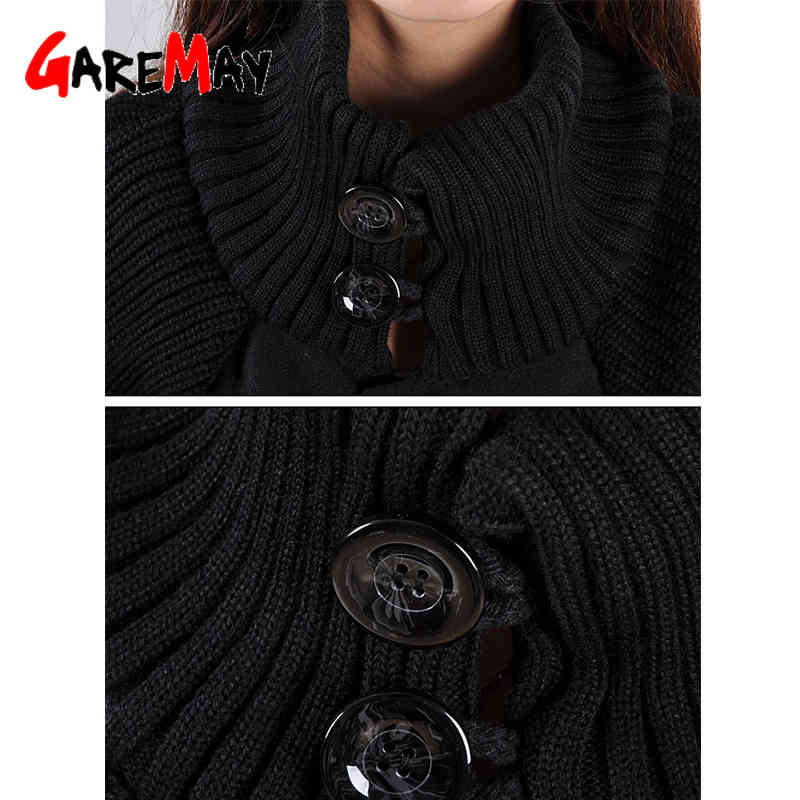 Outerwear Coats for Women Winter Warm Windbreaker Thickening Solid Color Woolen Turtleneck Coat Female Loose Ponchos and Capes 210428