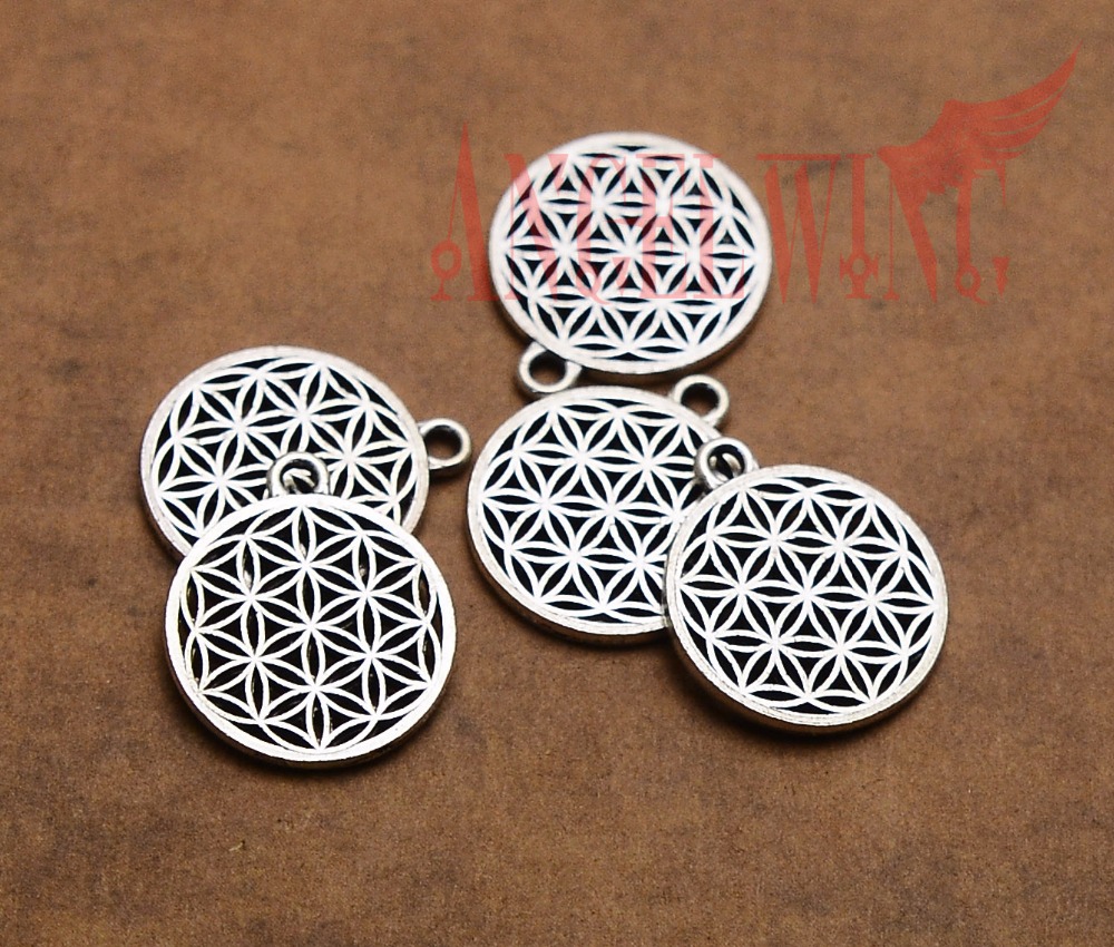 

20pcs/Lot--18mm Antique Silver Plated Life Of Flower Charms Pendants DIY Earring Supplies Jewelry Making Finding Accessories
