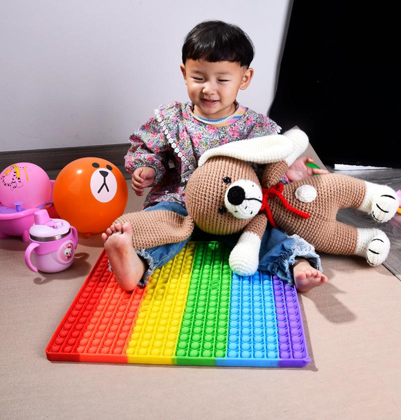 Large Size 20CM Big Push it Rainbow Push Bubble Fidget Toys Oversize Sensory Decompression Toy Stress Reliever Toy Kids Gift US Stock