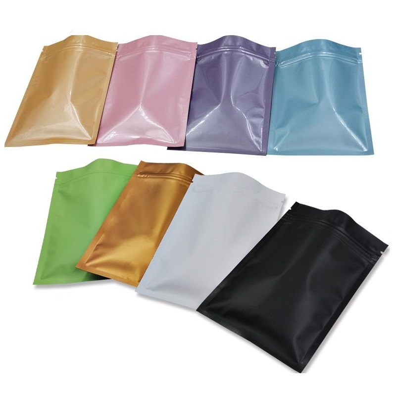 Colorful Aluminum Foil Zip Lock Storage Bag Flat Resealable Food Meat Cereals Coffee Powder Snack Xmas Wedding Sugar Nuts Gifts Heat Sealing Packaging