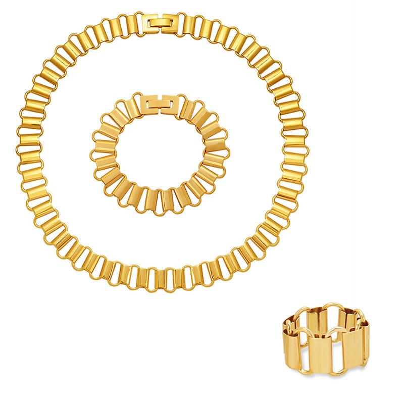 Earrings & Necklace Stainless Steel Bracelet Ring Three Piece Set Female A307-P145-E037 Plated Gold Gift For Women Boho Jewelry 2021 Trends, Silver
Earrings & Necklace Stainless Steel Bracelet Ring Three Piece Set Female A307-P145-E037 Plated Gold Gift For Women Boho Jewelry 2021 Trends, Silver