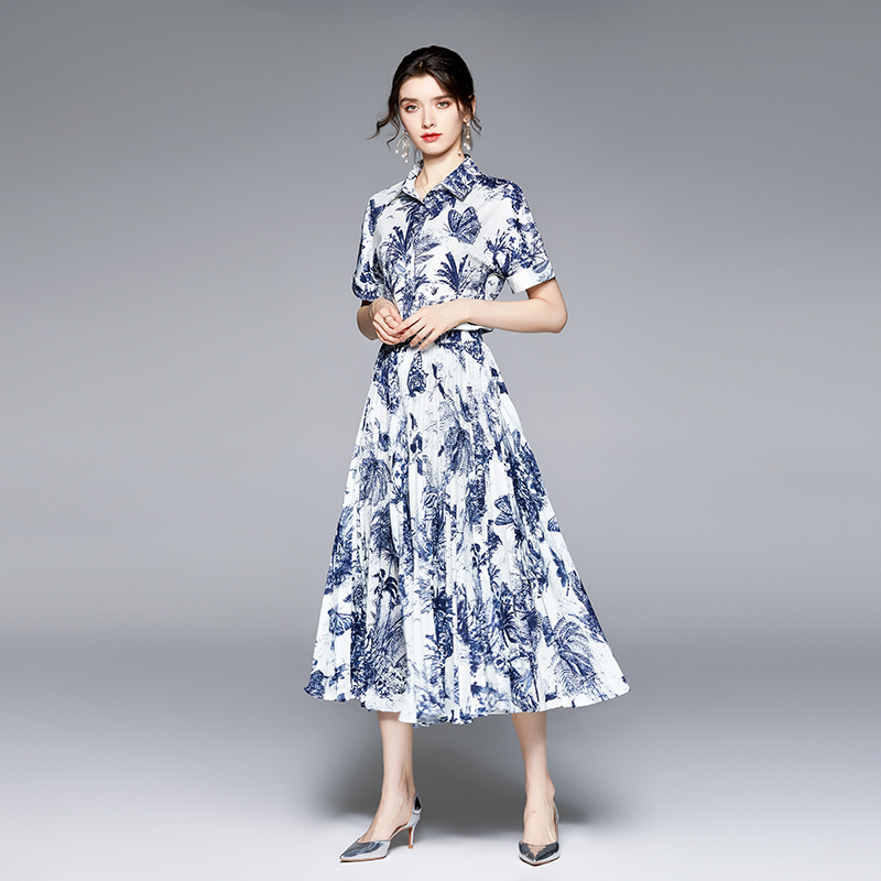 2021 Runway Two Piece Dress Sets Women Short Sleeve Printed Shirt and A Line Long Skirt Suits Summer Autumn Slim Elegant Vacation Party Offi, White
2021 Runway Two Piece Dress Sets Women Short Sleeve Printed Shirt and A Line Long Skirt Suits Summer Autumn Slim Elegant Vacation Party Offi, White