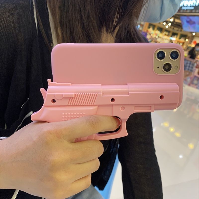 

Fashion gun-shaped mobile phone case for Apple iPhone 12 mobile phone case 8 / 7plus leather 11pro protective case tide Xs Max