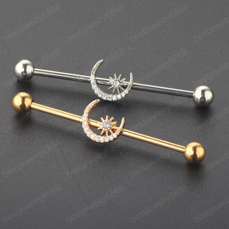 Barbell Earring Cartilage Stainless Steel 38mm 1 1/2 inch Industrial Bar Body Piercing Jewelry for Women