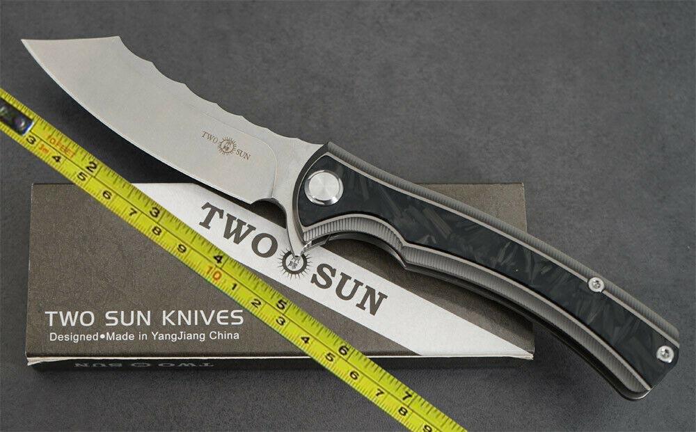 Twosun Camping 14C28N Carbon Fiber Titanium Flipper Pocket Folder Knife TS251
Twosun Camping 14C28N Carbon Fiber Titanium Flipper Pocket Folder Knife TS251