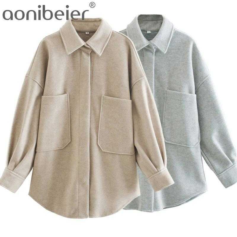Winter Women Shirt Coat with Pockets Vintage Long Sleeve Casual Manteau Femme Hidden Button Outerwear Tweed Loose Tops 210604, Khaki
Winter Women Shirt Coat with Pockets Vintage Long Sleeve Casual Manteau Femme Hidden Button Outerwear Tweed Loose Tops 210604, Khaki