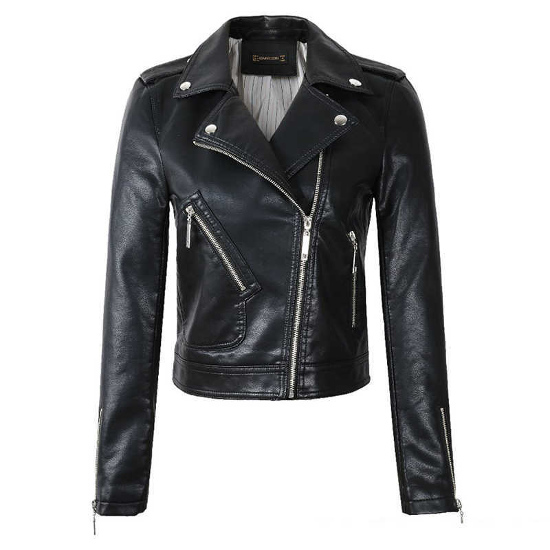 Ly Varey Lin Autumn Faux Soft Leather Jackets Women Motorcycle Zipper Black Punk Rivet Pu Female Red Jacket Outwear 210526