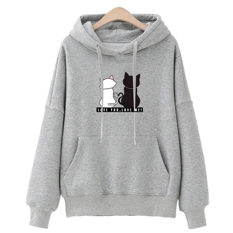 Streetwear Hoodies Women Sweatshirt Autumn Long Sleeve Harajuku Hoodie Cute Cat Print Sweatshirt sudadera mujer
