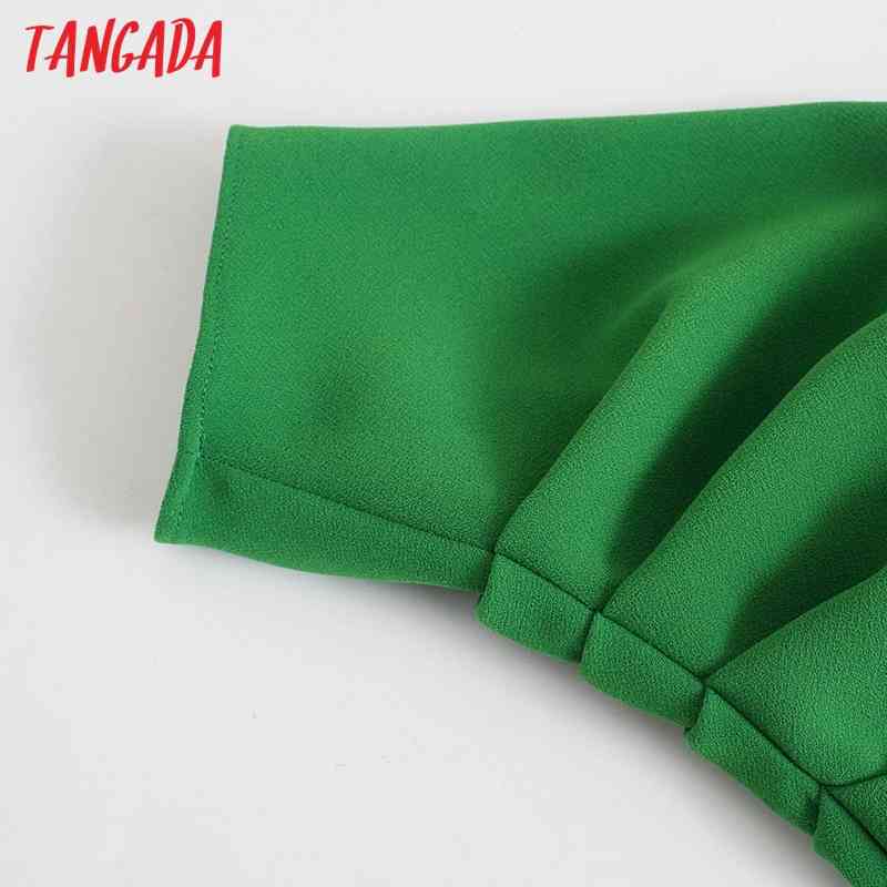 Women Chic Fashion Green Office Elegant Midi Dress Vintage Long Sleeve Zipper Female Dresses Vestidos BE470 210416