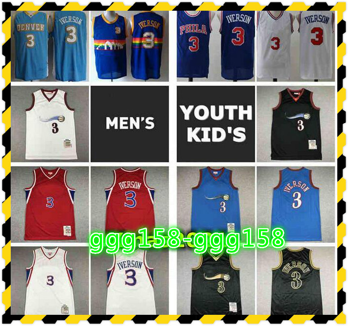 Vintage Mens Youth Kids 3 Allen Iverson Mitchell Ness Jersey Authentic Stitched Retro Classic Mesh Kid Basketball Jerseys, With real logo
Vintage Mens Youth Kids 3 Allen Iverson Mitchell Ness Jersey Authentic Stitched Retro Classic Mesh Kid Basketball Jerseys, With real logo