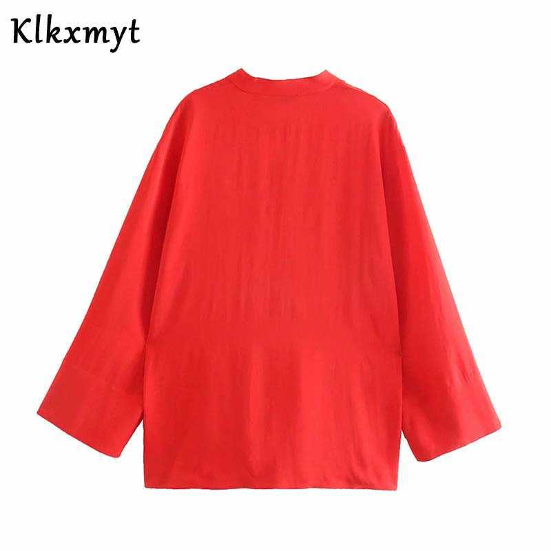 Klkxmyt Za Sets Women Casual Shirt Pants Suit 2 Pieces Blouse Tops And Elastic High Waisted Female Outfit 210527