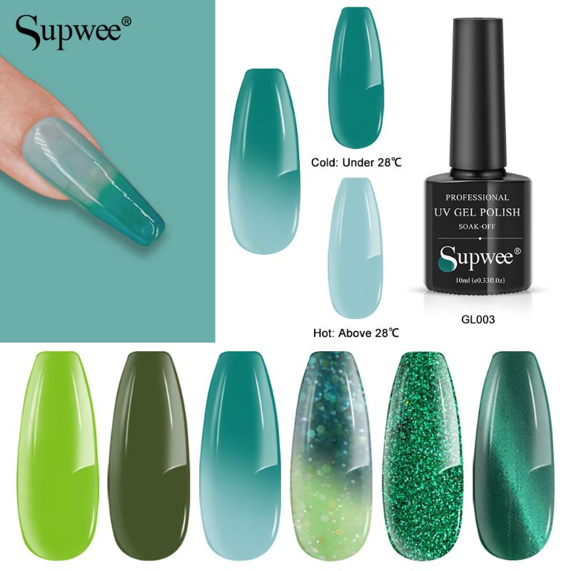 Nail Gel SUPWEE Green Series Temperature Color Changing Polish Vernis Semi Permanent UV Soak Off Thermal Art Varnish, Gl002
Nail Gel SUPWEE Green Series Temperature Color Changing Polish Vernis Semi Permanent UV Soak Off Thermal Art Varnish, Gl002