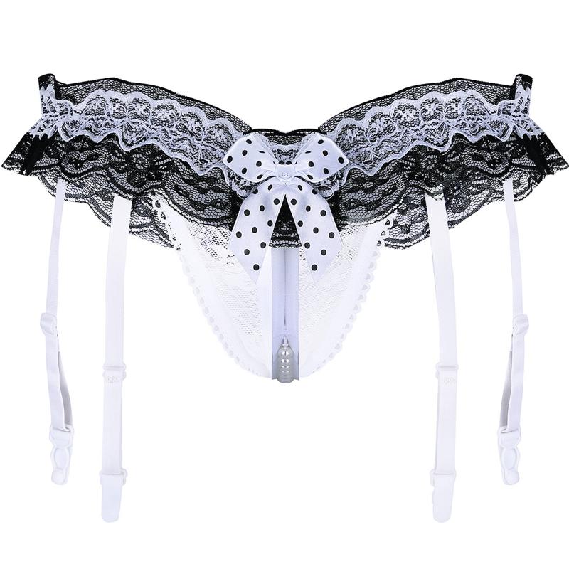 Women's Panties Women Floral Lace See-through Sexy T-back Underpants Pearl Crotchless Ruffle Briefs Bowknot Sissy Lingerie Thongs With Garte, Black
Women's Panties Women Floral Lace See-through Sexy T-back Underpants Pearl Crotchless Ruffle Briefs Bowknot Sissy Lingerie Thongs With Garte, Black