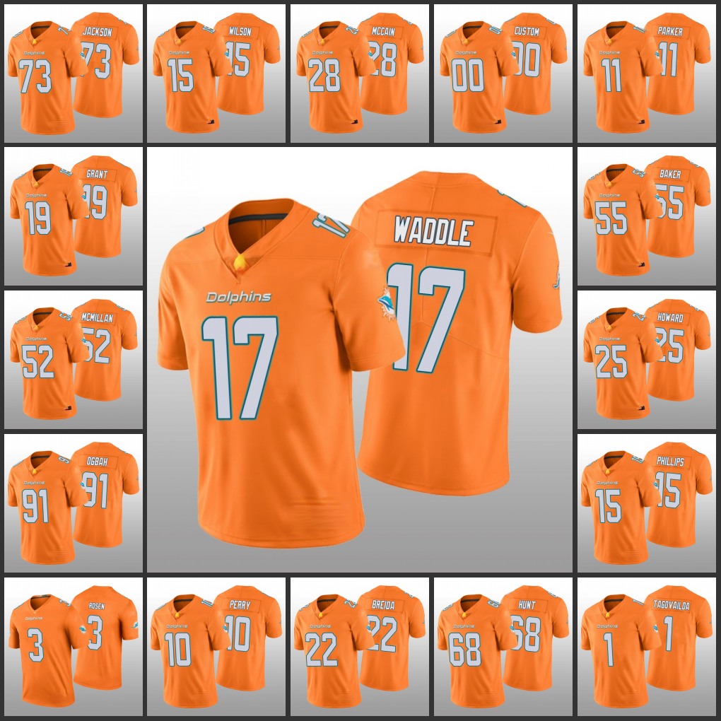 MiamiDolphinsMen Women Youth #3 Josh Rosen 11 DeVante Parker 1 Tua Tagovailoa 17 Jaylen Waddle Custom Orange Color Rush Limited Jersey
MiamiDolphinsMen Women Youth #3 Josh Rosen 11 DeVante Parker 1 Tua Tagovailoa 17 Jaylen Waddle Custom Orange Color Rush Limited Jersey