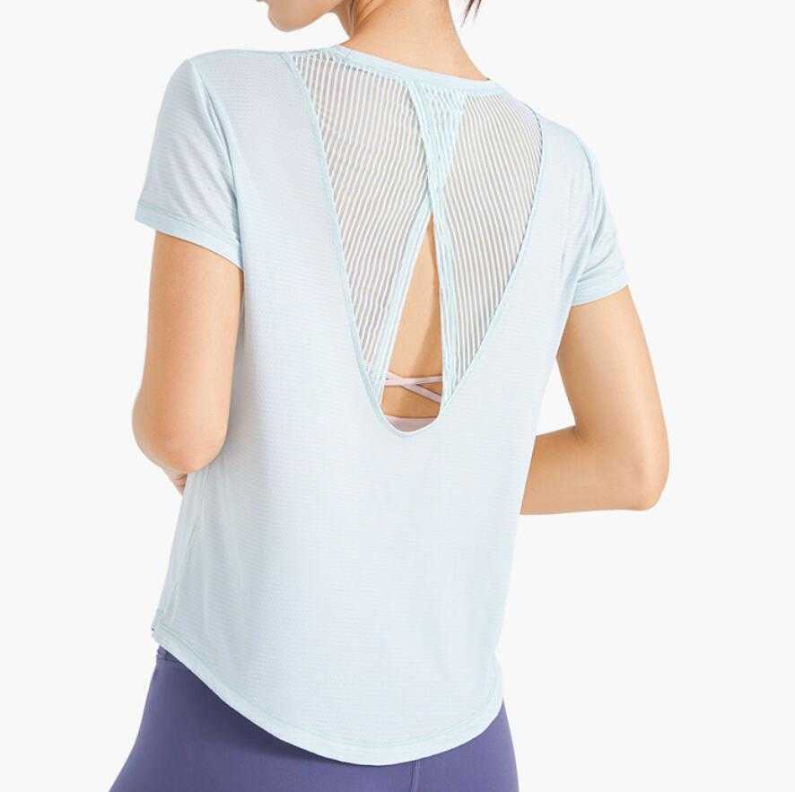 Sports T-shirt Blouse Women's Tops Running Yoga Clothes Loose Mesh Cool Breathable Quick Drying Fitness Short Sleeve Outdoor Shirt