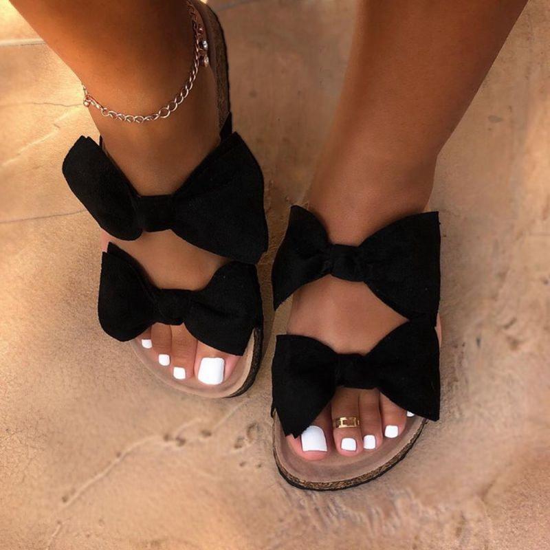 Bow Embellished Women's Linen Espadrilles - Casual Slip-On Summer Sliders for Warm Weather