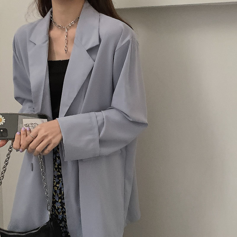 Office Lady Thin Sunscreen Women Solid Coats OL Summer Slim Loose Tops Streetwear Brief All Match Blazers 210421