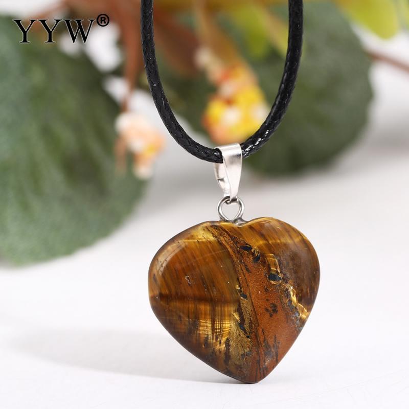 YYW Natural Stone Pendant Necklace Leather Cord Choker Necklaces Jewelry Women's Tiger Eye Quartz Rose Stone Pendant Necklaces Y0301