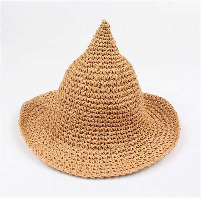 Hat Girls Large Straw Children's Sun Hat Spring Baby Hand-woven Fashion Witch Spiky Hat