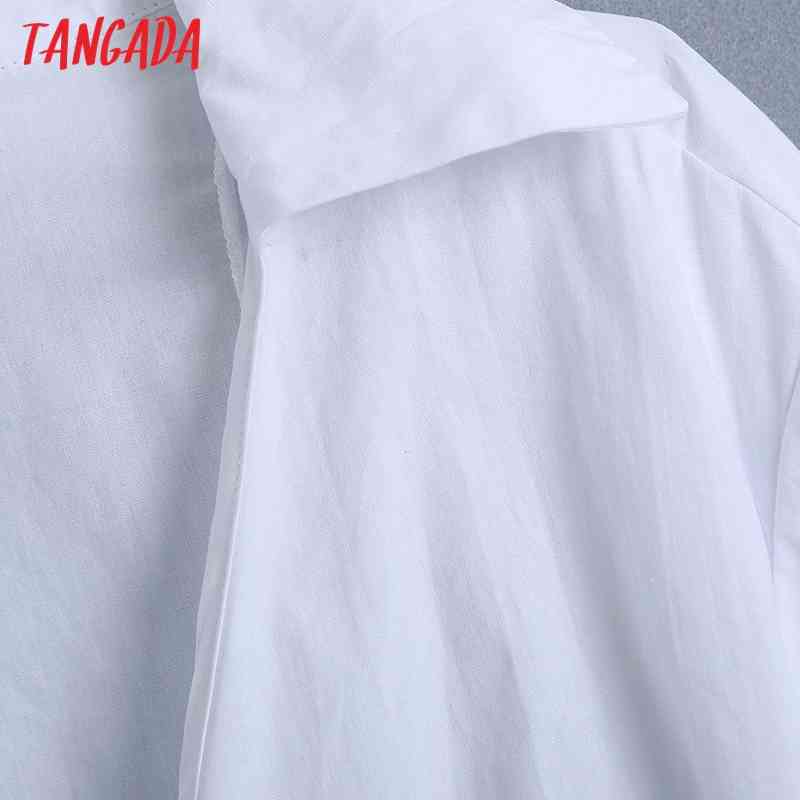 Women Fashion White Blouses Slash Vintage Long Sleeve Button-up Female Shirts Blusas Chic Tops BE488 210416