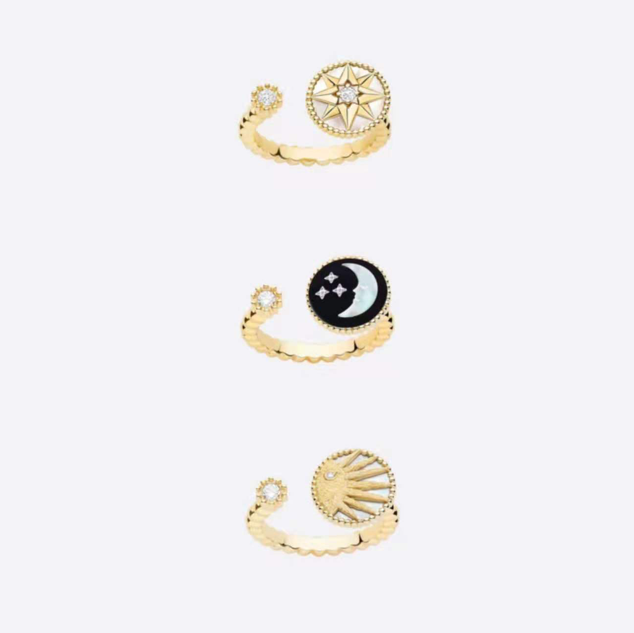 Fashion Gold Letter Love Rings women Bague Cd ROSE DES VENTS compass opening ring Jewelry Cluster with box