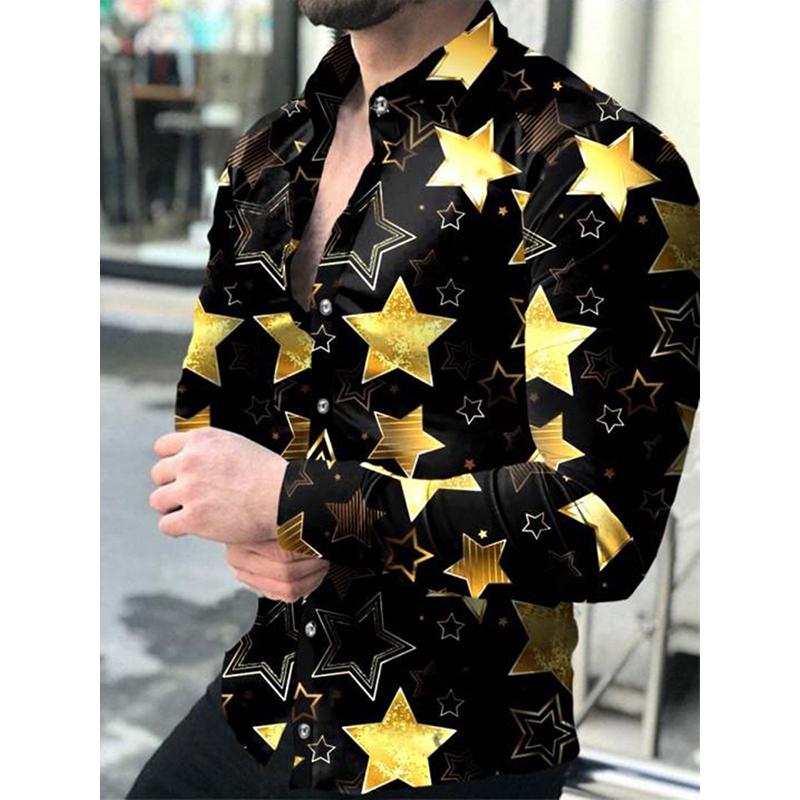 Men's Casual Shirts Social Luxury Men Turn-down Collar Buttoned Shirt Star Print Long Sleeve Tops Mens Clothes Club Party Cardigan, White;black
Men's Casual Shirts Social Luxury Men Turn-down Collar Buttoned Shirt Star Print Long Sleeve Tops Mens Clothes Club Party Cardigan, White;black