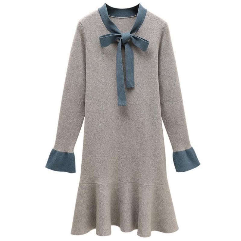 Casual Dresses 2021 Autumn Winter Women Knit Dress Fahion Lace Up Knitted Elastic Slim Elegant Sweater Q259, Gray
Casual Dresses 2021 Autumn Winter Women Knit Dress Fahion Lace Up Knitted Elastic Slim Elegant Sweater Q259, Gray