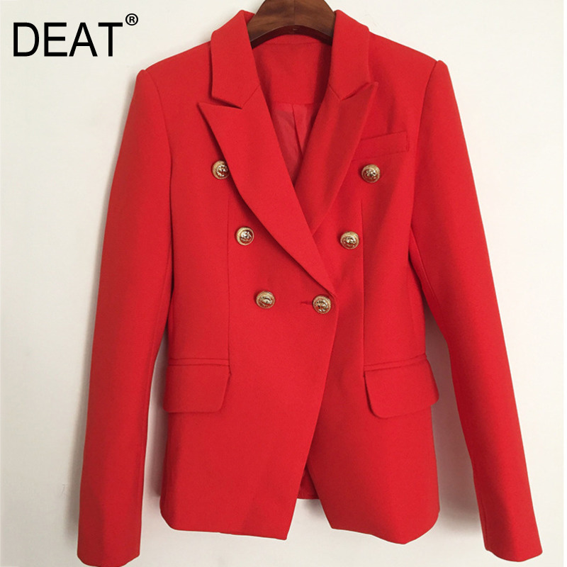 Spring Autumn Notched Collar Red Double Breasted Temperament Button Slim Blazer Women Coat MG526 210525
Spring Autumn Notched Collar Red Double Breasted Temperament Button Slim Blazer Women Coat MG526 210525