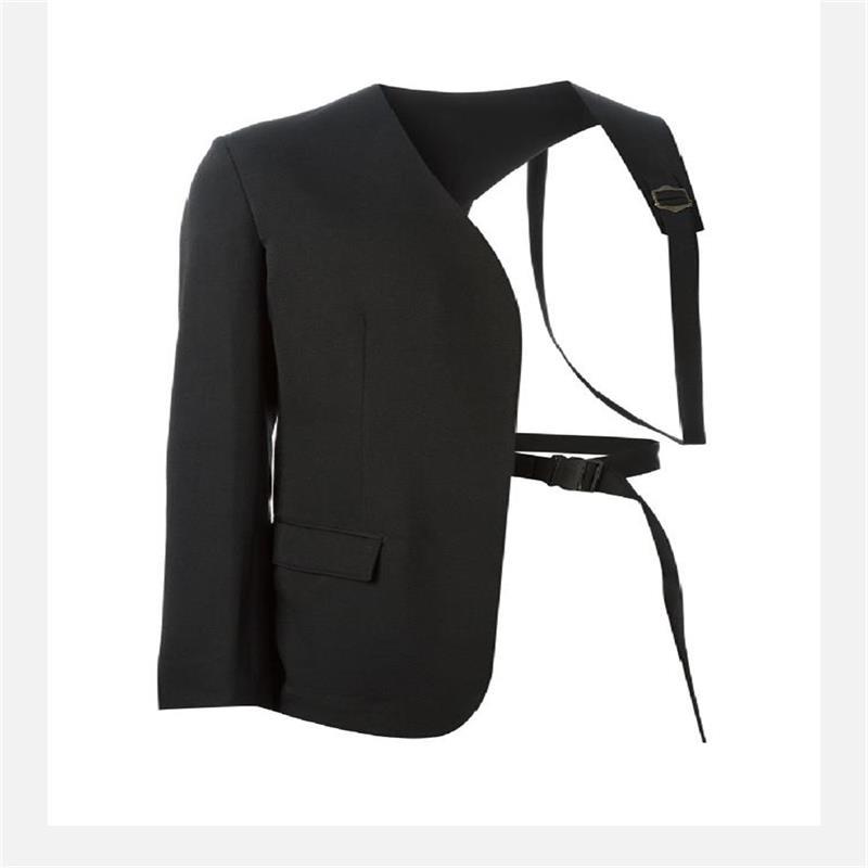 Stars With A Large Male Original Fashion Trend Personality Asymmetrical Show Strapless Casual Jacket Suit Men's Suits & Blazers