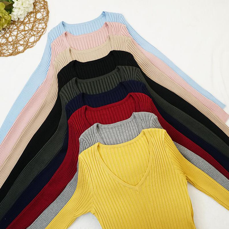 Elegant Slim Midi Pencil Sweater Dress Autumn Winter V-neck Bodycon Knitted Dress Long Sleeve Women Dress Vestidos 210521