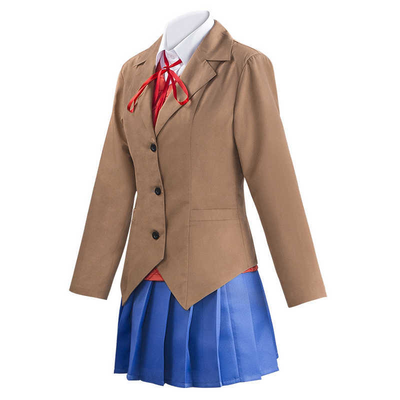 Game Doki Literature Club Cosplay Sayori Natsuki Yuri Monika Costume School Uniform Wig Skirt Women Anime Y0913