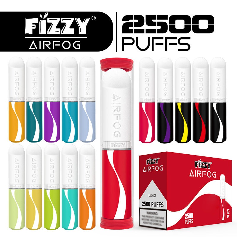 Newest Fizzy Airfog 2500 puff Disposable E-cigarettes Cigarettes Pod 1250mAh 9ml Vape Pen Adjust Airfow VS Max E-Cigarette
Newest Fizzy Airfog 2500 puff Disposable E-cigarettes Cigarettes Pod 1250mAh 9ml Vape Pen Adjust Airfow VS Max E-Cigarette